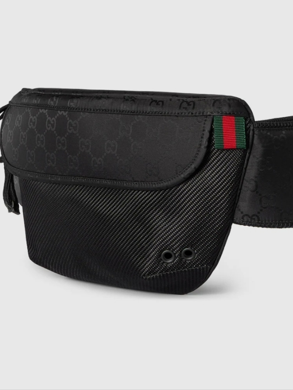 Unisex Black GG-Embossed Belt Bag with Textured Front Panel. EXACT match💯😉👍👏